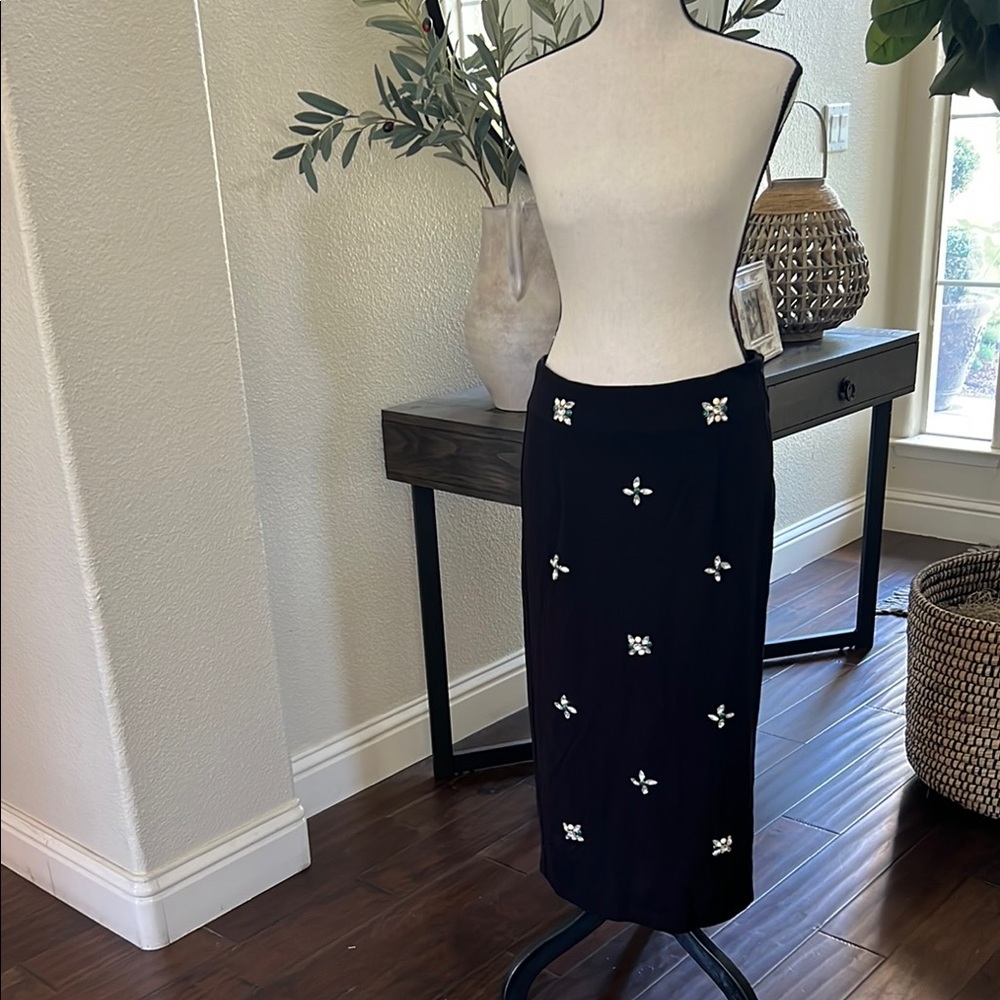XOXO Black Embellished Midi Pencil Skirt